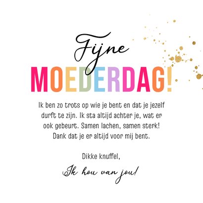 Kleurrijke moederdagkaart liefste mama hart regenboog goud 3