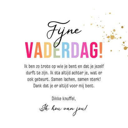 Kleurrijke vaderdagkaart liefste papa hart goud regenboog 3