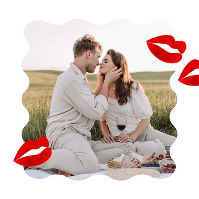 Kleurrijke valentijnskaart sexy lippen watercolor hart goud 2