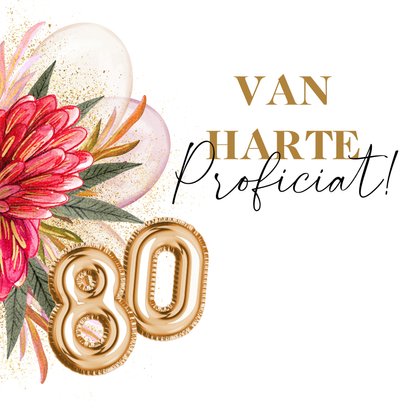 Kleurrijke verjaardagskaart 80 jaar botanisch goud 2