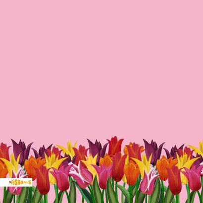 Kleurrijke verjaardagskaart met klomp en tulpen 2