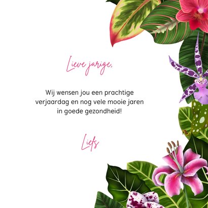 Kleurrijke verjaardagskaart tropische bloemen 3