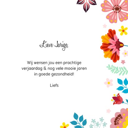 Kleurrijke zebra verjaardagskaart met bloemen 3