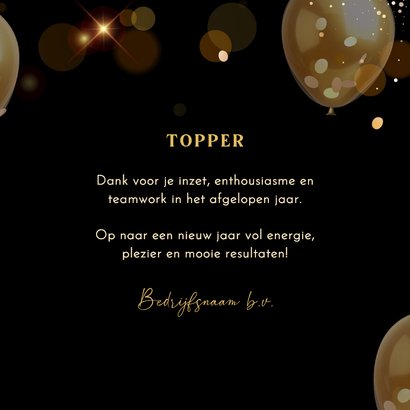 Knallende zakelijke kerstkaart met gouden helium ballonnen 3