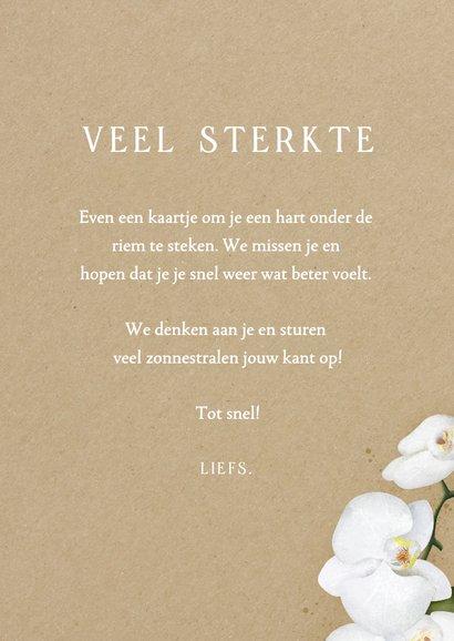 Knuffel sterktekaart met een eigen foto en witte orchidee 3