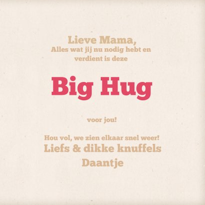 Knuffelkaart met beer en een hart big hug! 3