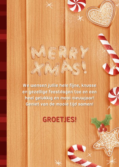 Knusse fotokaart kerstmis met kerstkoekjes en merry xmas 3