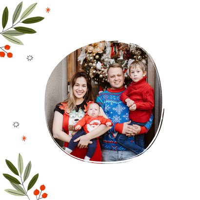 Knusse kerstkaart familie pyjama's met foto's 2