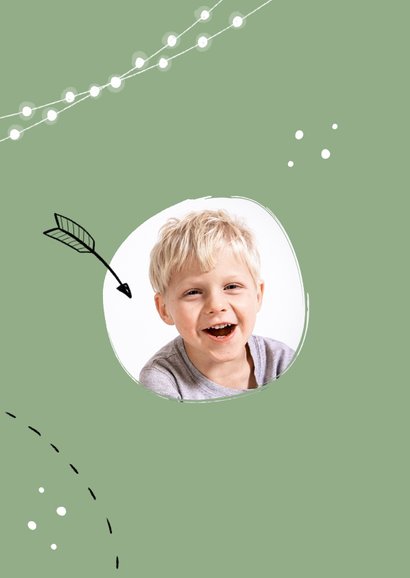 Kommunionseinladung rundes Foto & Doodles 2