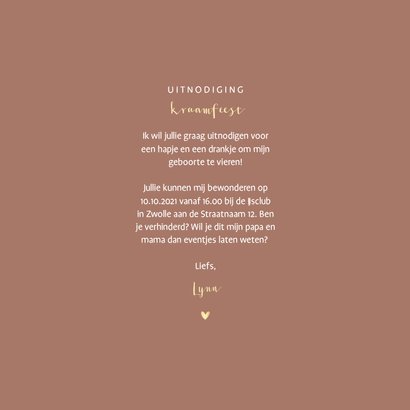 Kraamfeest uitnodiging foto gouden sterren en hartjes 3