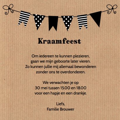 Kraamfeest uitnodiging foto wolkje kraft meisje 3