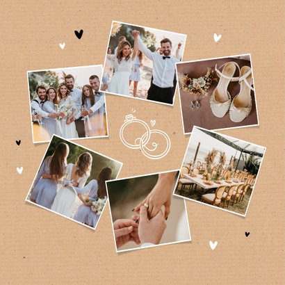 Kraftlook bedankkaart trouwen foto hartjes 2