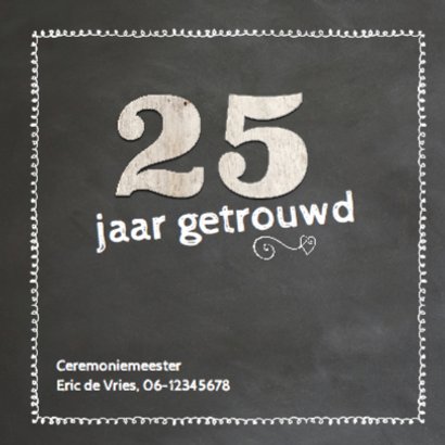 krijtbord 25 jaar huwelijk - hout cijfers 2
