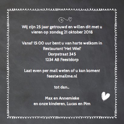 krijtbord 25 jaar huwelijk - hout cijfers 3
