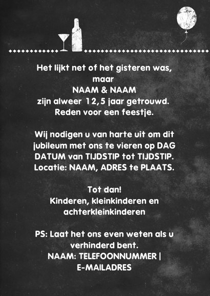 Krijtbord feest zelf invullen 3