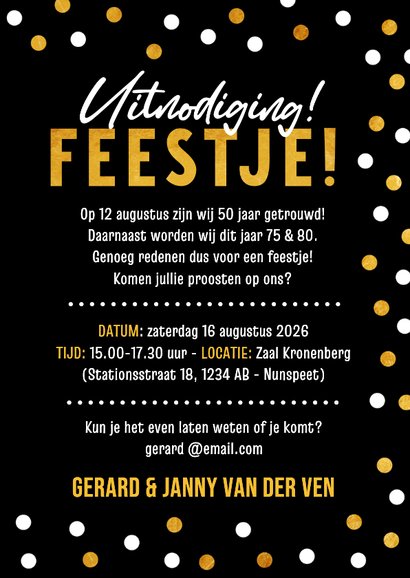 Krijtbord look dubbel feest uitnodiging jubileum & jarig 3