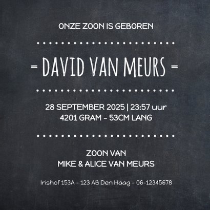 Krijtbord silhouet naam geboorte 3