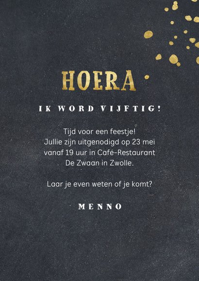 Krijtbord uitnodiging gouden stippen 3