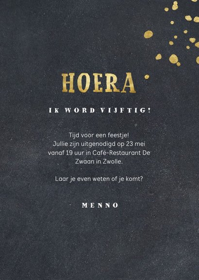 Krijtbord uitnodiging gouden stippen 3