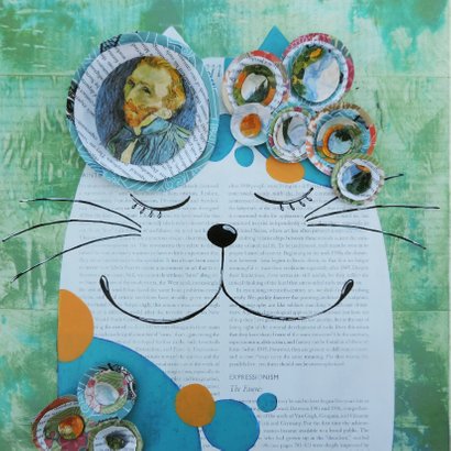 Kunstkaart - De kat van Vincent - door Sonja Kemp 2