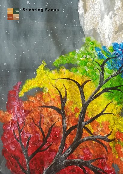Kunstkaart van een kleurige boom 2