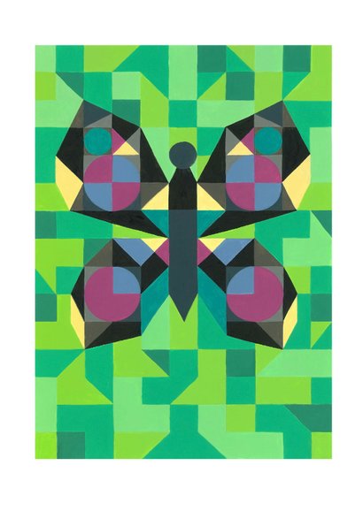 Kunstkaart - Vlinder groen 2