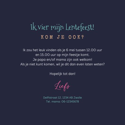 Lentefeest uitnodigingskaart unicorn magic foto snoep confet 3