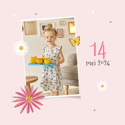 Lentefeestje uitnodiging bloemen vlinders 2