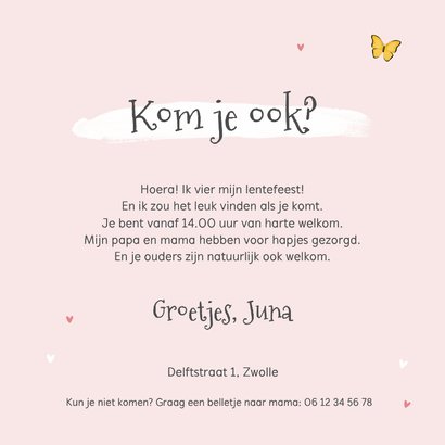 Lentefeestje uitnodiging bloemen vlinders 3