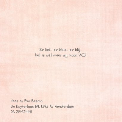leuk geboortekaartje met lief uiltje en roze achtergrond 2