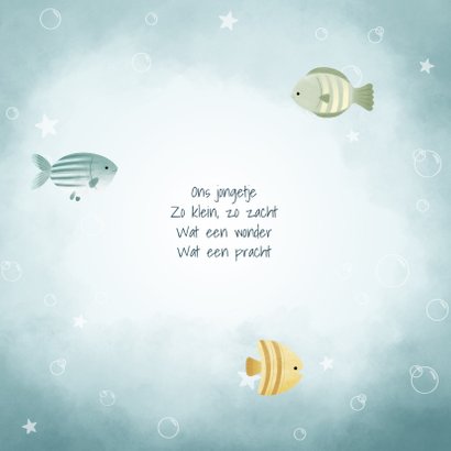 Leuk geboortekaartjes met visjes plantjes belletjes oceaan 2