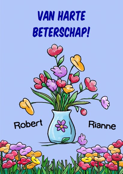 Leuk opkikkertje met geplukte bloemen voor de zieke 3