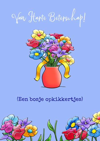 Leuk opkikkertje met geplukte bloemen voor de zieke 3