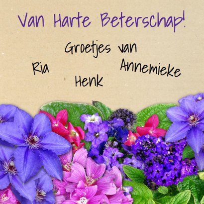 Leuke beterschapskaart bloemen met Hortensia's 3