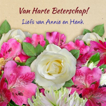 Leuke beterschapskaart met bos mooie bloemen 3