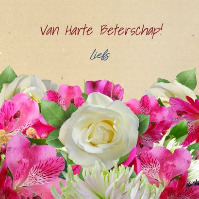 Leuke beterschapskaart met bos mooie bloemen 3