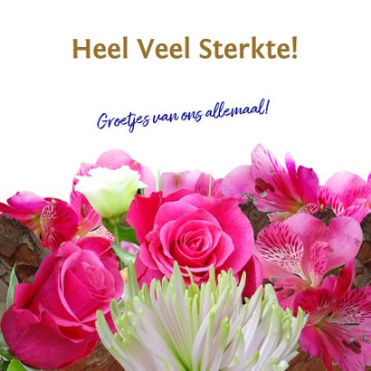 Leuke beterschapskaart met kartonnen hart op bloemen 3