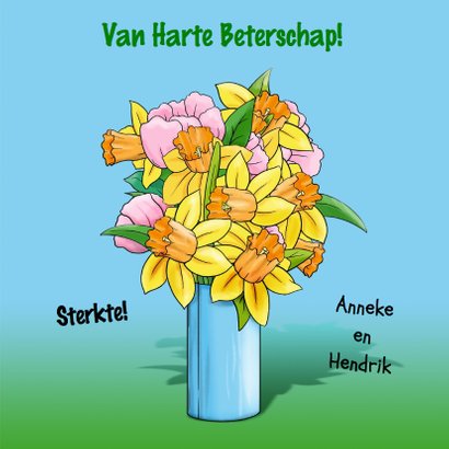 Leuke beterschapskaart opkikkertje met lentebloemen 3