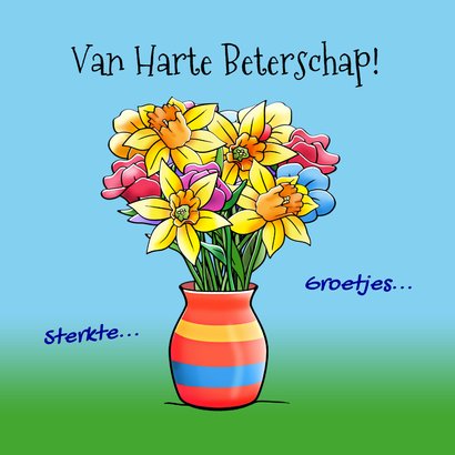 Leuke beterschapskaart opkikkertje met lentebloemen 3