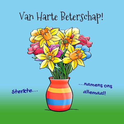 Leuke beterschapskaart opkikkertje met lentebloemen 3