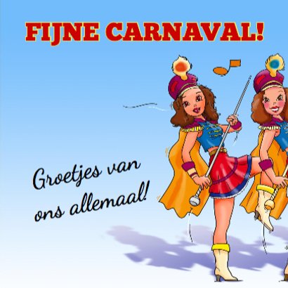 Leuke carnavalskaart met dansende majorettes 3