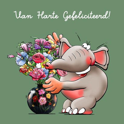 Leuke en grappige verjaardagskaart met olifant en muis 2