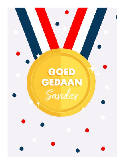 Leuke felicitatiekaart met medaille en Nederlandse vlag 2