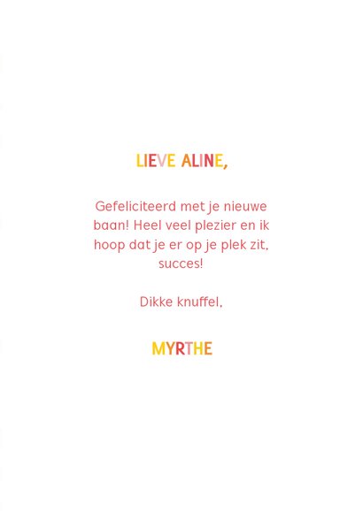 Leuke felicitatiekaart nieuwe baan met confetti & typografie 3