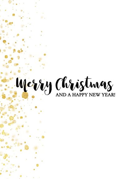 Leuke foto kerstkaart met gouden spetters en typografie 2