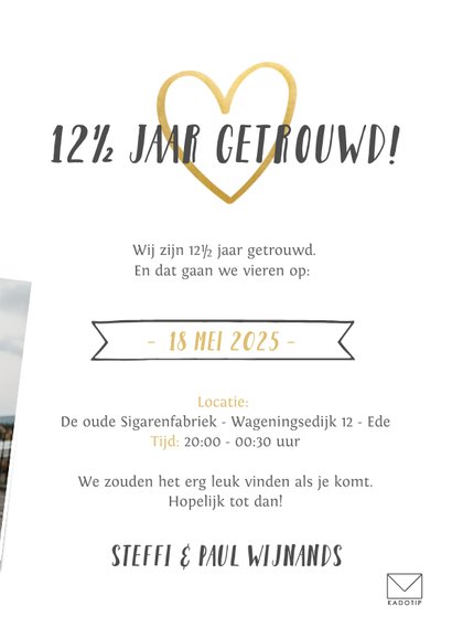 Leuke fotocollage polaroids kaart met gouden hartjes 3
