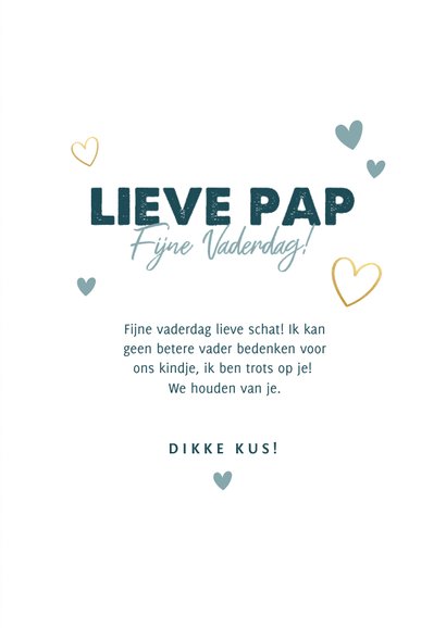 Leuke fotokaart vaderdag 'lieve pap fijne vaderdag' hartjes 3