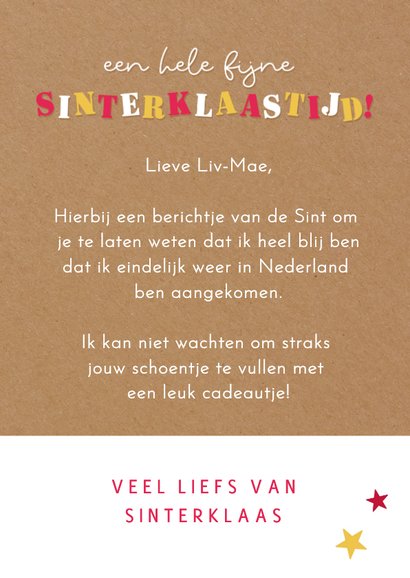 Leuke groetjes van Sinterklaas kaart voor een kind 3