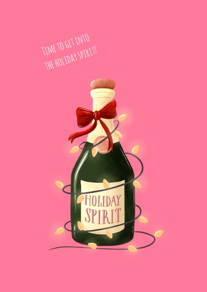 Leuke kerstkaart met kerstlampjes en holiday spirit 2