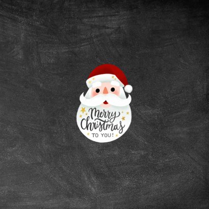 Leuke kerstkaart met kerstman, Merry Christmas en sterren Achterkant